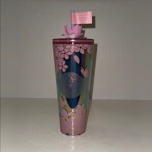 Starbucks Pink and Blue Floral Tumbler